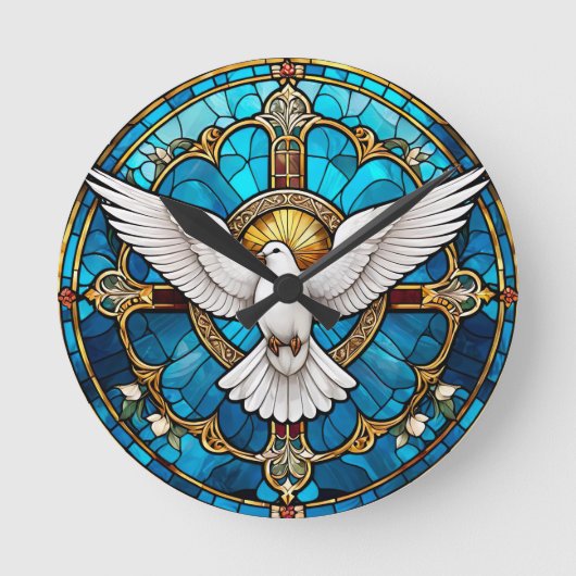 Christliches Kreuzglas Runde Wanduhr (Vorderseite)