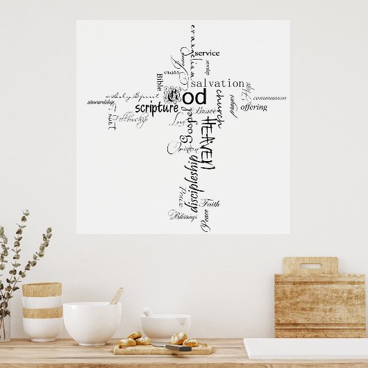 Christliches Kreuzplakat Poster (Küche)