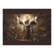 Christliches Kreuzposter mit Tauben | Jesus Kreuz