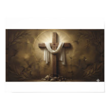Christliches Kreuzposter | Rustikales Holzkreuz an
