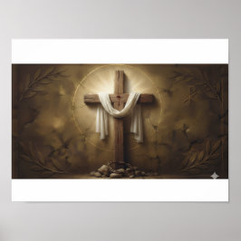 Christliches Kreuzposter | Rustikales Holzkreuz an Poster