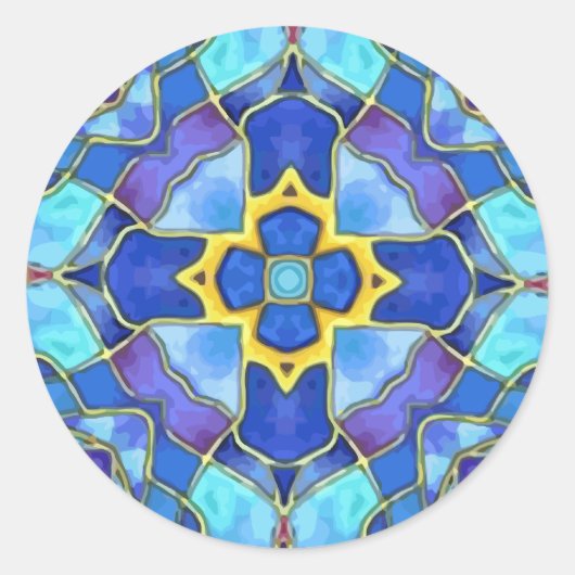 Christliches, kundenspezifisches Glaskreuz Runder Aufkleber (Vorderseite)