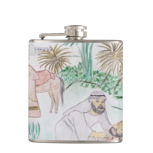 Christliches Kunstwerk Das gute Samariter Flachmann (Vorderseite)