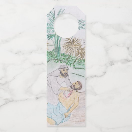 Christliches Kunstwerk Das gute Samariter Flaschenanhänger (Vorderseite)