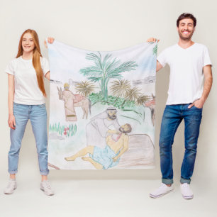 Christliches Kunstwerk Das gute Samariter Fleecedecke