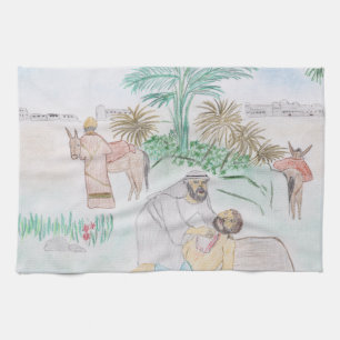 Christliches Kunstwerk Das gute Samariter Geschirrtuch