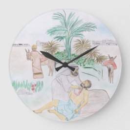 Christliches Kunstwerk Das gute Samariter Große Wanduhr