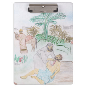 Christliches Kunstwerk Das gute Samariter Klemmbrett