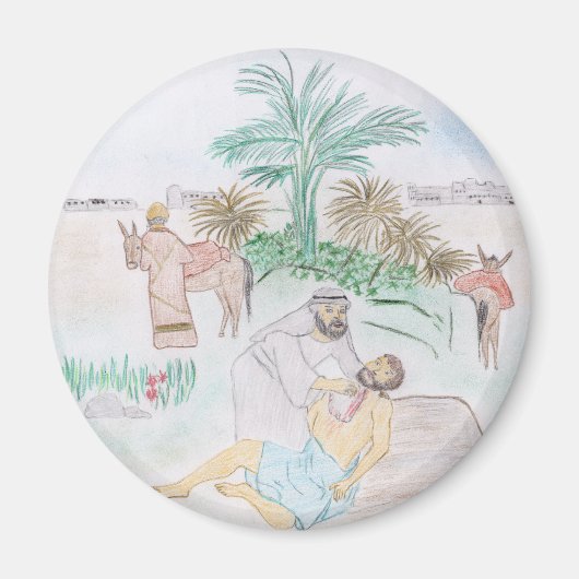 Christliches Kunstwerk Das gute Samariter Magnet (Vorne)