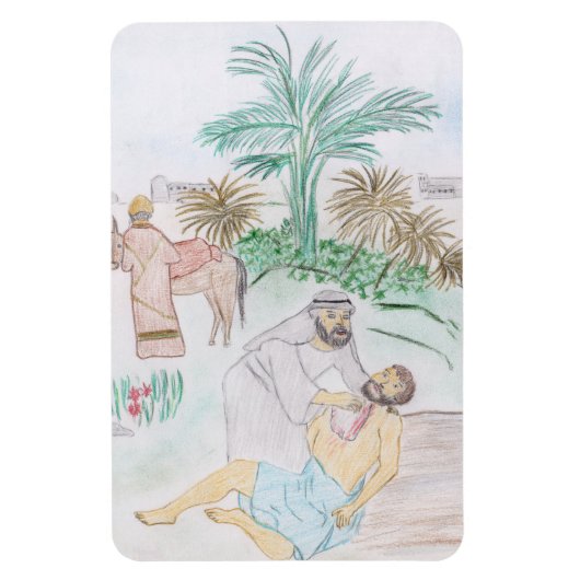 Christliches Kunstwerk Das gute Samariter Magnet (Vertikal)