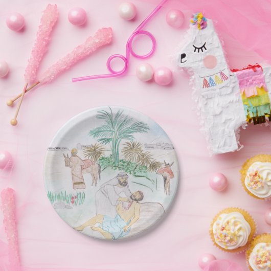 Christliches Kunstwerk Das gute Samariter Pappteller (Party)