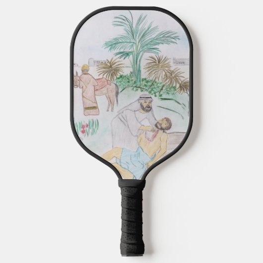 Christliches Kunstwerk Das gute Samariter Pickleball Schläger (Vorderseite)