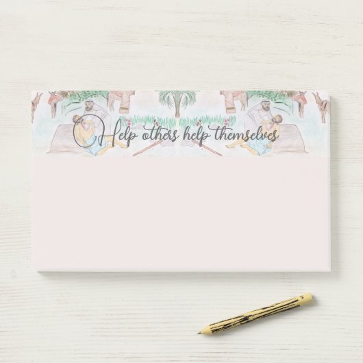 Christliches Kunstwerk Das gute Samariter Post-it Klebezettel (Auf Schreibtisch)