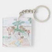 Christliches Kunstwerk Das gute Samariter Schlüsselanhänger (Rückseite)