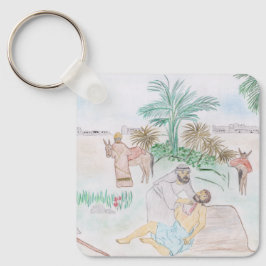 Christliches Kunstwerk Das gute Samariter Schlüsselanhänger