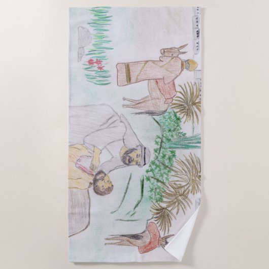 Christliches Kunstwerk Das gute Samariter Strandtuch (Vorderseite)