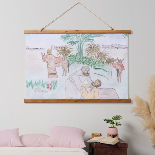 Christliches Kunstwerk Das gute Samariter Wandteppich Mit Holzrahmen (Schlafzimmer)