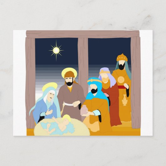 Christliches Kunstwerk der Krippe Postkarte (Vorderseite)