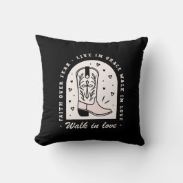 Christliches Landmädchen zitiert Cowgirl schwarz Kissen