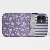 Christliches lila silbernes Blumenstreifen iPhone Case-Mate iPhone Hülle (Rückseite (Horizontal))