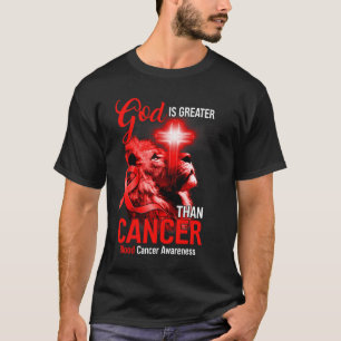 Christliches Löwenkreuz Gott ist größer als Krebs T-Shirt