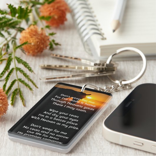 Christliches Memorial Foto Gebet Pferde Silhouette Schlüsselanhänger (Vorderseite rechts)