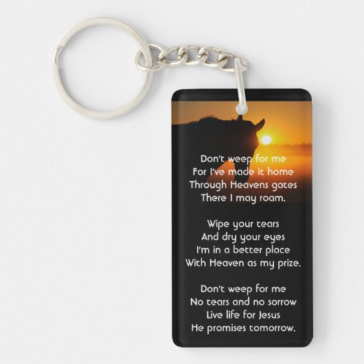 Christliches Memorial Foto Gebet Pferde Silhouette Schlüsselanhänger (Vorderseite)