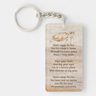 Christliches Memorial Foto Sandy Beach Turtle Schlüsselanhänger