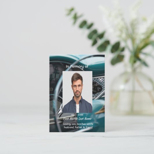 Christliches Memorial Keepake Antike Autos Auto Visitenkarte (Stehend Vorderseite)