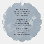 Christliches Memorial Keepake Dragonfly Weiße Blum Ornament Karte (Rückseite)