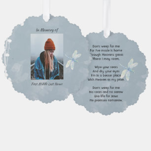 Christliches Memorial Keepake Dragonfly Weiße Blum Ornament Karte