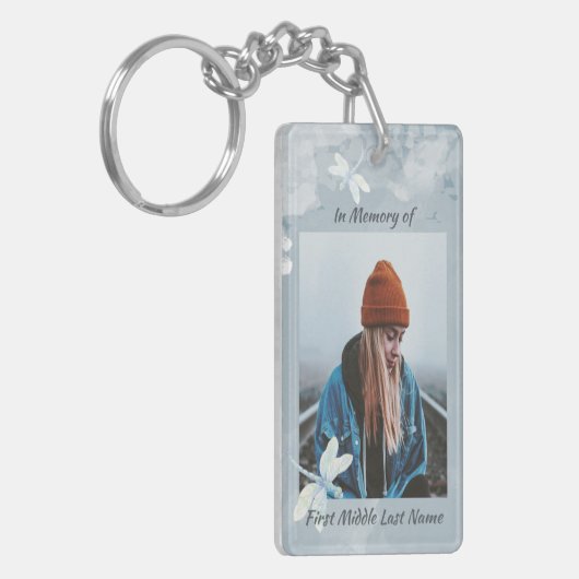 Christliches Memorial Keepake Dragonfly Weiße Blum Schlüsselanhänger (Vorderseite links)