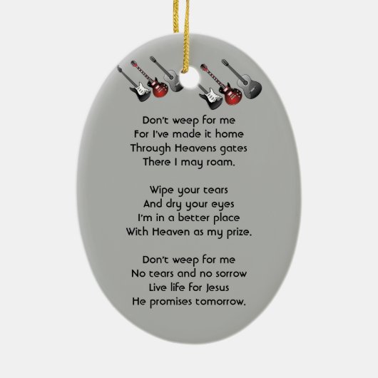 Christliches Memorial Keepake Musician Gitarre Keramik Ornament (Hinten)