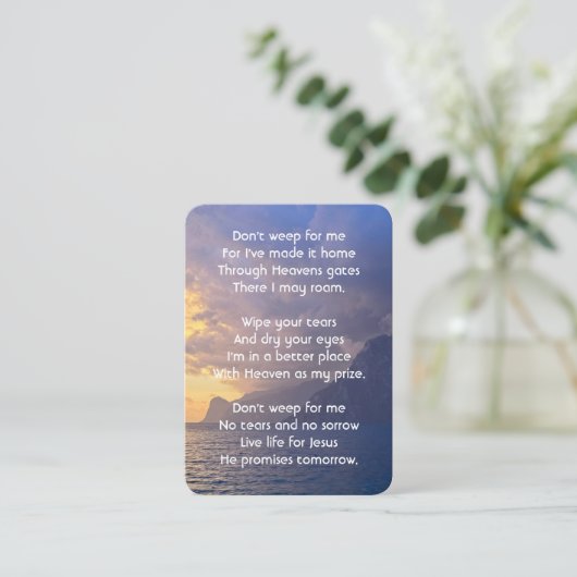 Christliches Memorial Keepake Sea Sky Cloud Island Visitenkarte (Stehend Vorderseite)