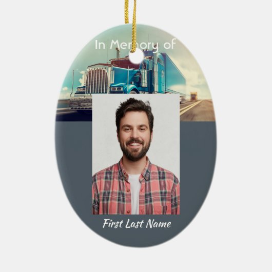 Christliches Memorial Keepake Semi Truck Trailer Keramik Ornament (Hinten)