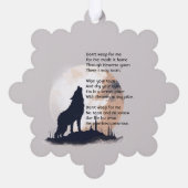 Christliches Memorial Lone Wolf Howling Tier Ornament Karte (Rückseite)