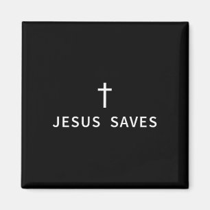 Christliches minimales Kreuz Jesus rettet religiös Magnet