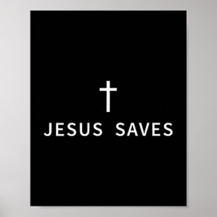 Christliches minimales Kreuz Jesus rettet religiös Poster