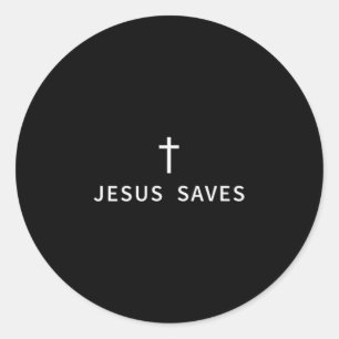 Christliches minimales Kreuz Jesus rettet religiös Runder Aufkleber