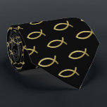 Christliches Muster für Fischzeichen | Gold Krawatte<br><div class="desc">Für Christen bedeutet das Fischsymbol Jesus Christus,  Sohn Gottes,  Erretter. Die Ichthys oder das Fischsymbol wurden von den frühen Christen benutzt,  um sich als Anhänger Jesu Christi zu identifizieren und ihre Verbundenheit mit dem Christentum zum Ausdruck zu bringen. **************************************************************** Sie können sich einfach anpassen,  indem Sie die Hintergrundfarbe ändern!</div>