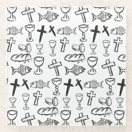 Christliches Muster Glasuntersetzer (Vorderseite)