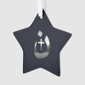 Christliches Nazarene-Symbol auf Navy Blue Ornament (Vorderseite)