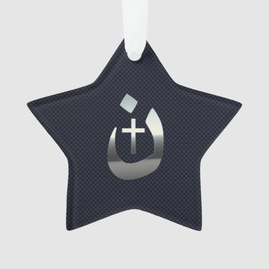 Christliches Nazarene-Symbol auf Navy Blue Ornament (Vorderseite)