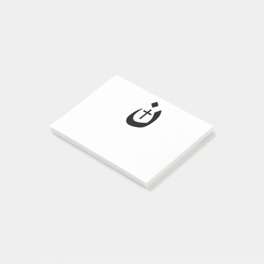 Christliches Nazarenkreuz Schwarz-Weiß Post-it Klebezettel (angewinkelt)