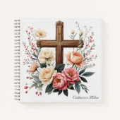 Christliches Notebook mit Blumenkreuz Notizblock (Vorderseite)
