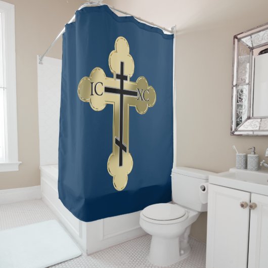 Christliches orthodoxe Kreuz Duschvorhang (Beispiel)