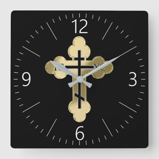 Christliches orthodoxe Kreuz Quadratische Wanduhr (Vorderseite)
