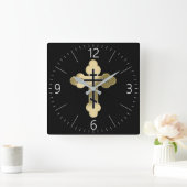 Christliches orthodoxe Kreuz Quadratische Wanduhr (Zuhause)