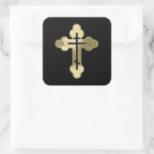 Christliches orthodoxe Kreuz Quadratischer Aufkleber (Tasche)
