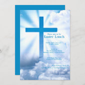 Christliches Osterfest Blau und Weiß Einladung (Vorne/Hinten)